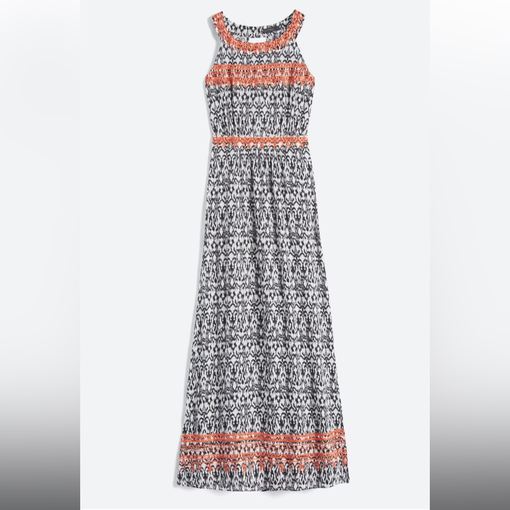 THML Black and White Dress with Orange Trim